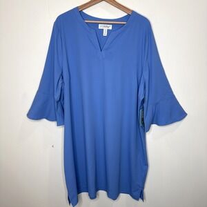 NEW Coolibar UPF 50+ Bathing Suit Swim Cover-Up Cannes Tunic Dress 2X Blue Beach